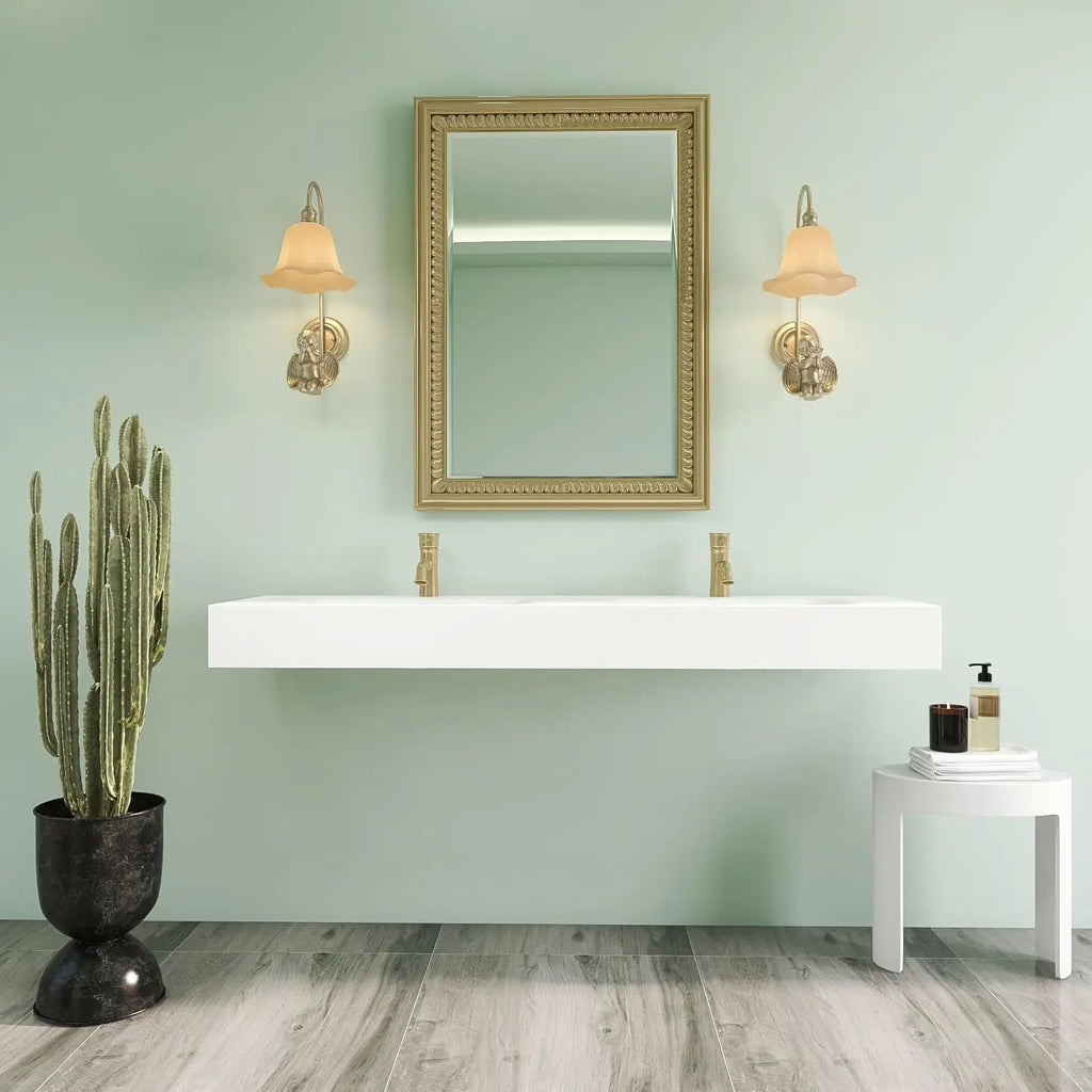 Matte White Stone Wall-Hung Resin Solid Surface Vanity